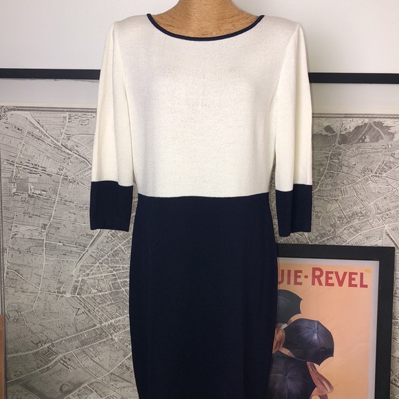 ST.JOHN  Navy Blue and White Dress Size 16 - Picture 2 of 16